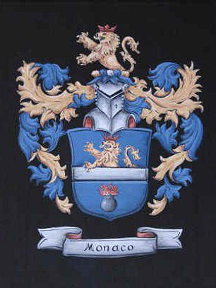 Monaco Coat of Arms painting on black canvas