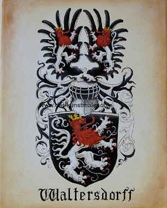 Walterdorff Coat of Arms painting on antiqued  canvas