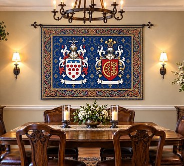 dinning-room tapestry-family crest-decor-m