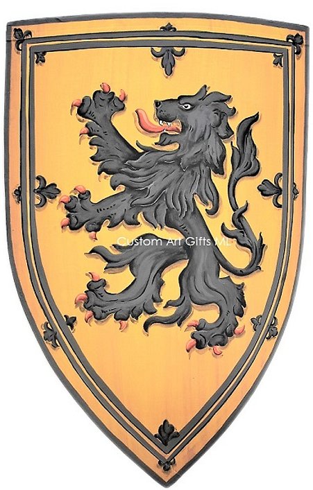 Crusader knight shield - Black Lion rampant wood medieval shield ...